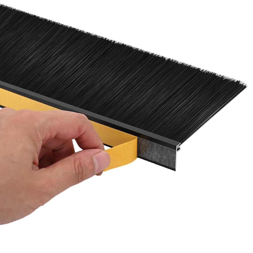 Öntapadó ajtó kefe tömítések 12 pcs Fekete 100 cm