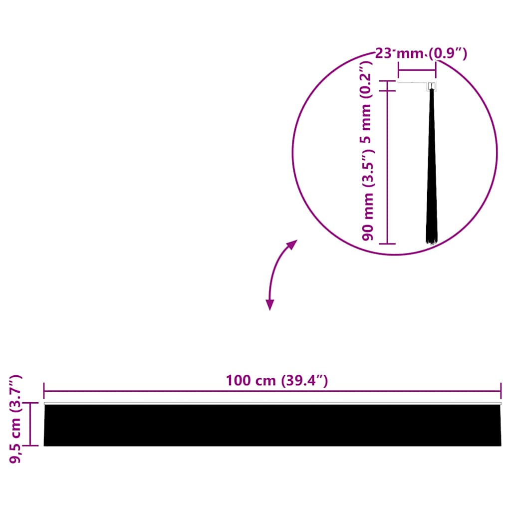 Öntapadó ajtó kefe tömítések 12 pcs Fekete 100 cm