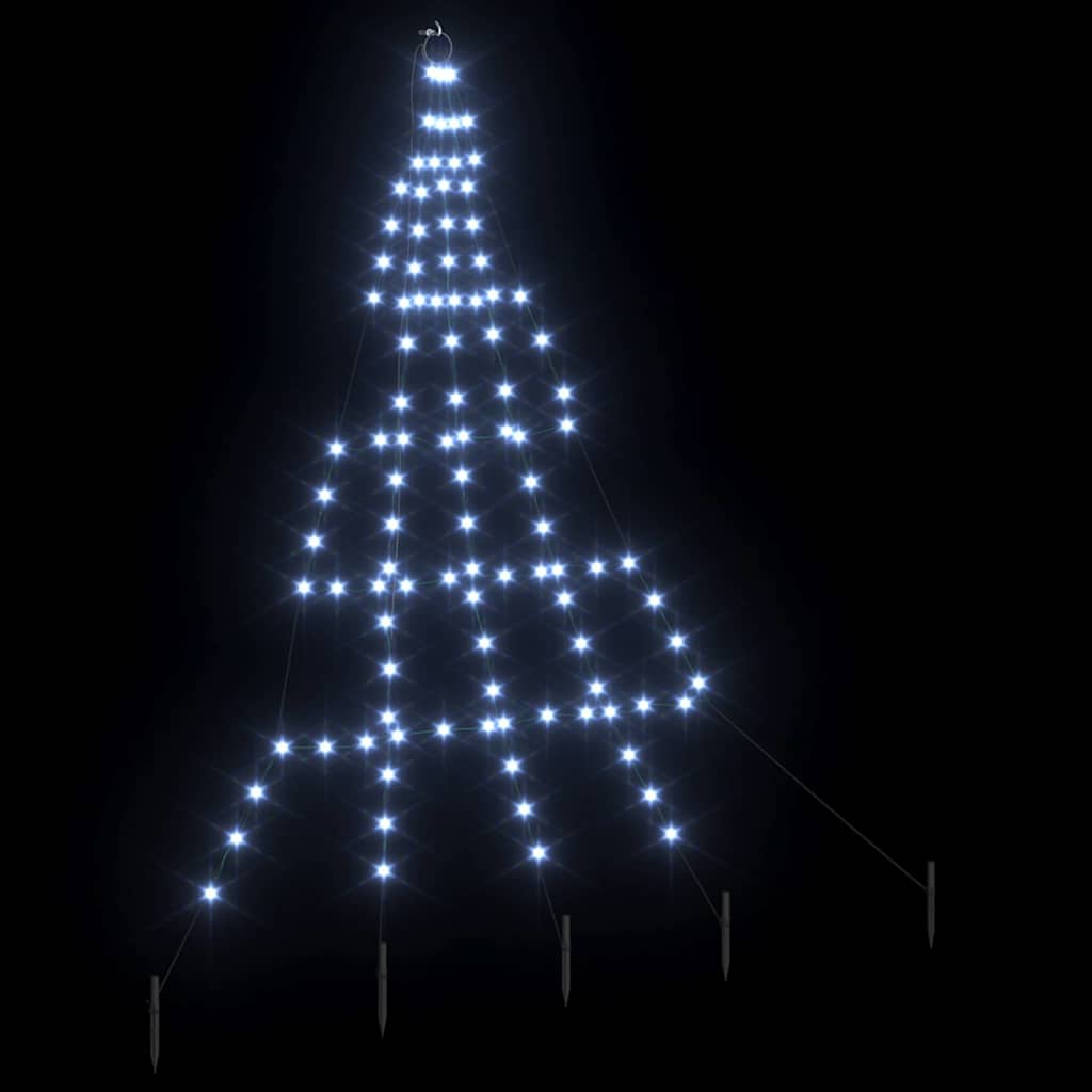 LED Karácsonyfák talajráccsal Hideg fehér 182 cm Fém