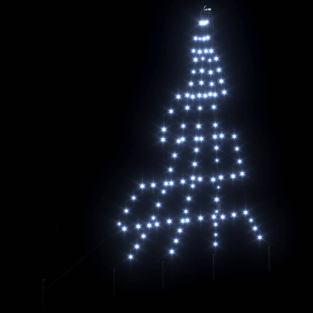 LED Karácsonyfák talajráccsal Hideg fehér 182 cm Fém