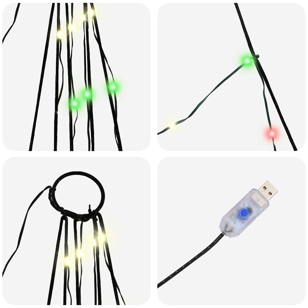 LED Karácsonyfák talajráccsal 112 LED-del Sokszínű 182 cm Fém