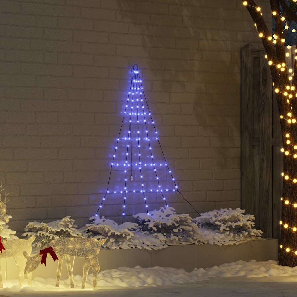 LED Karácsonyfák talajráccsal 112 LED-del Kék 182 cm Fém