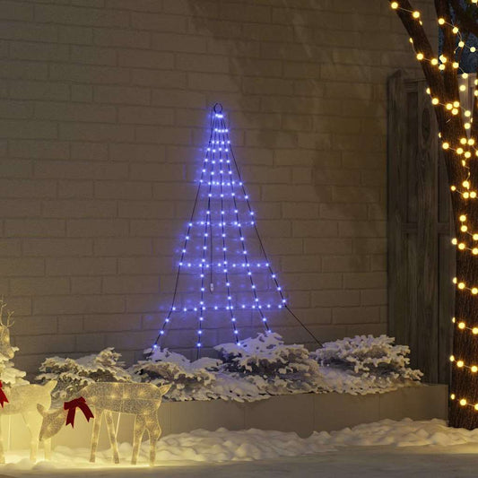 LED Karácsonyfák talajráccsal 112 LED-del Kék 182 cm Fém