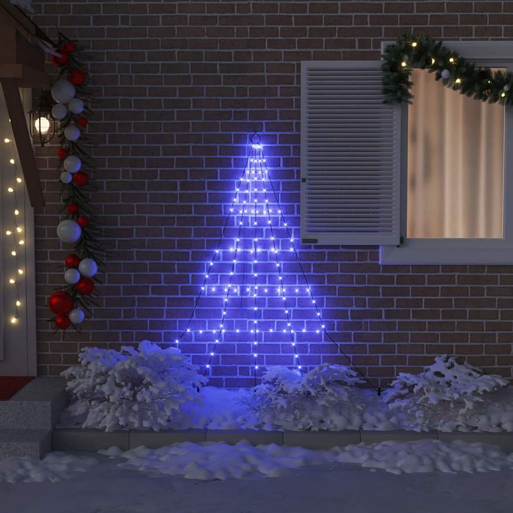 LED Karácsonyfák talajráccsal 112 LED-del Kék 182 cm Fém