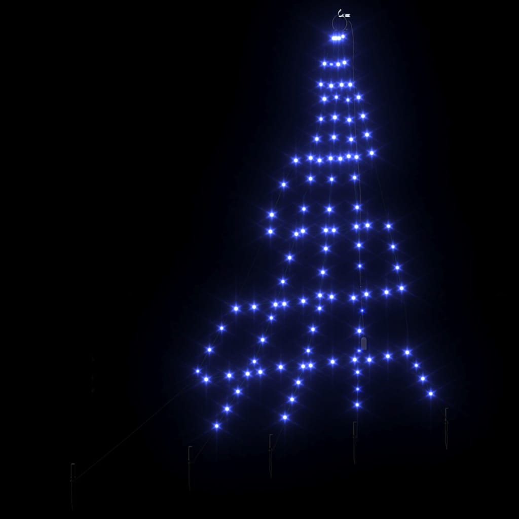LED Karácsonyfák talajráccsal 112 LED-del Kék 182 cm Fém