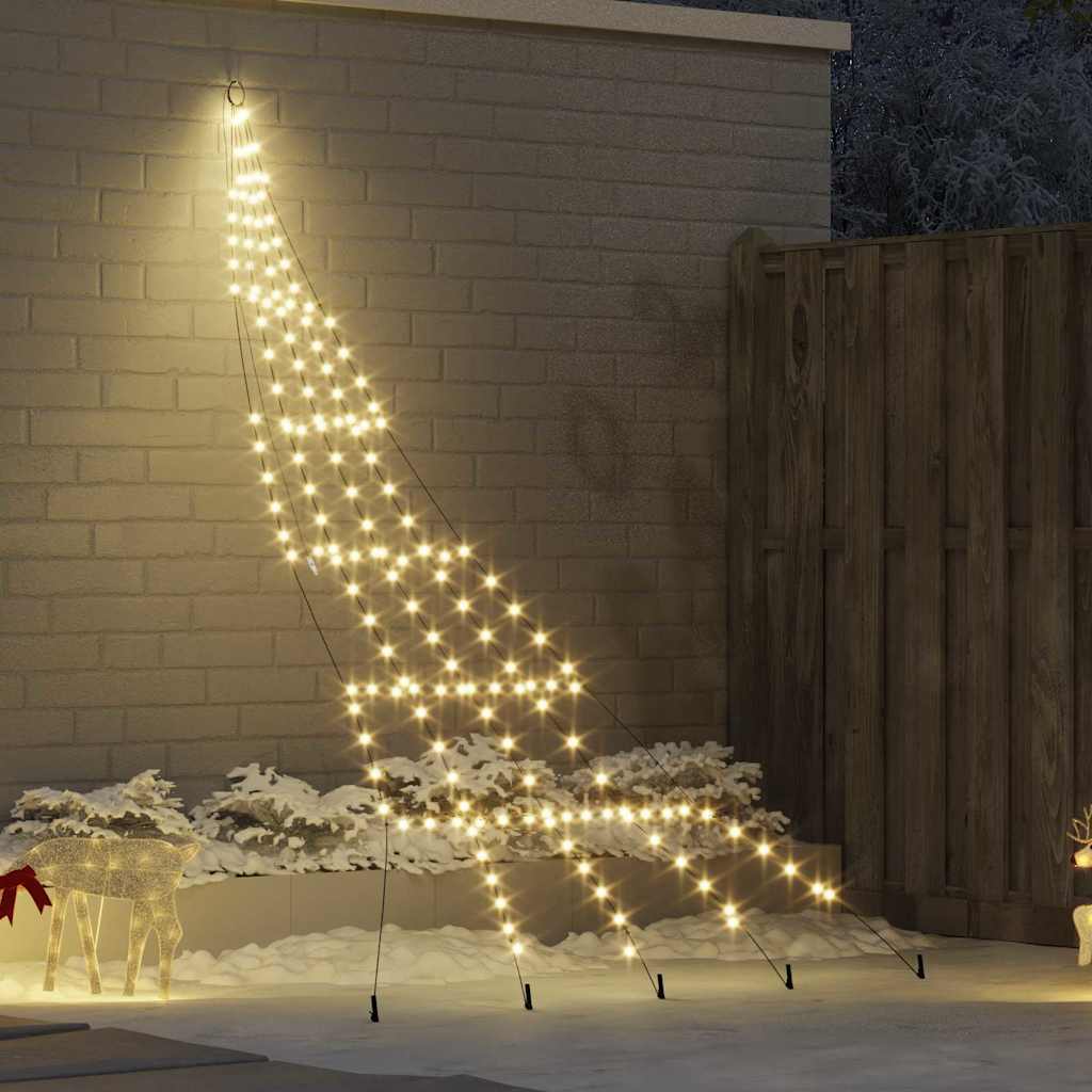 LED Karácsonyfák talajráccsal Meleg fehér 306 cm Fém
