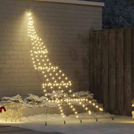 LED Karácsonyfák talajráccsal Meleg fehér 306 cm Fém