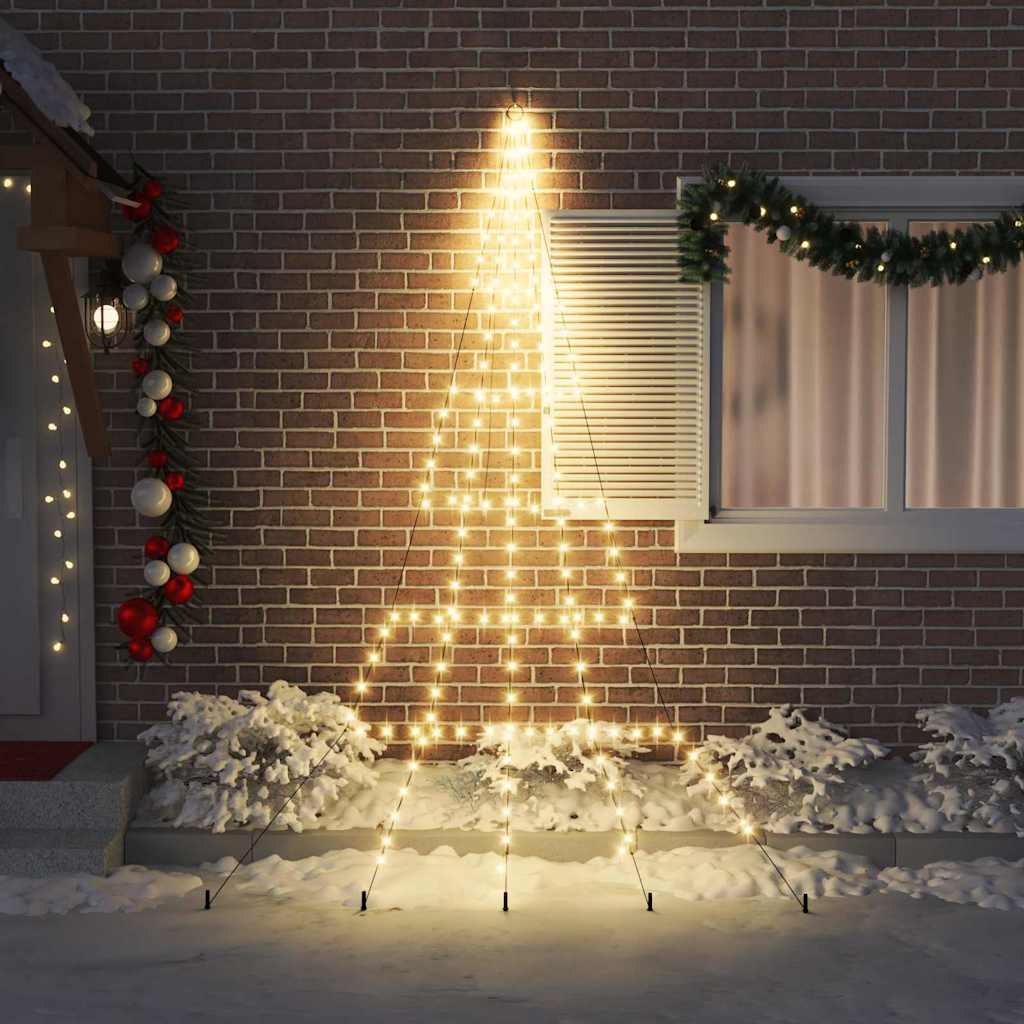 LED Karácsonyfák talajráccsal Meleg fehér 306 cm Fém