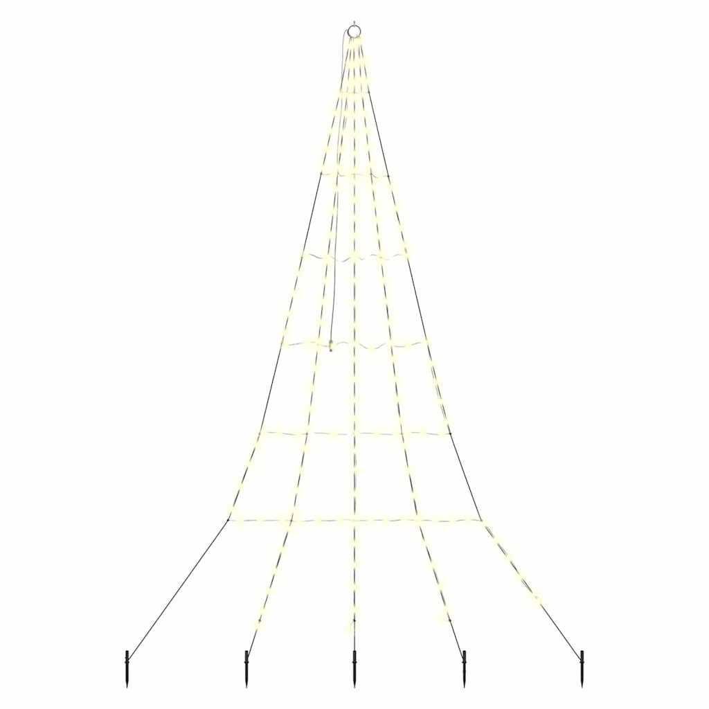 LED Karácsonyfák talajráccsal Meleg fehér 306 cm Fém