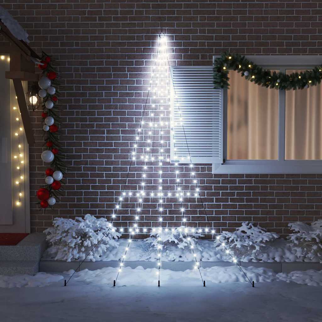LED Karácsonyfák talajráccsal Hideg fehér 306 cm Fém