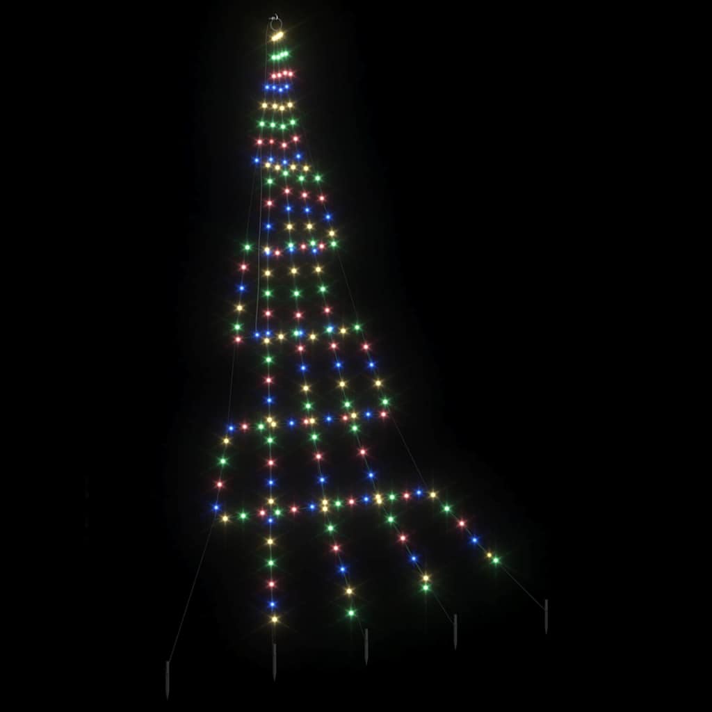 LED Karácsonyfák talajráccsal 168 LED-del Sokszínű 306 cm Fém