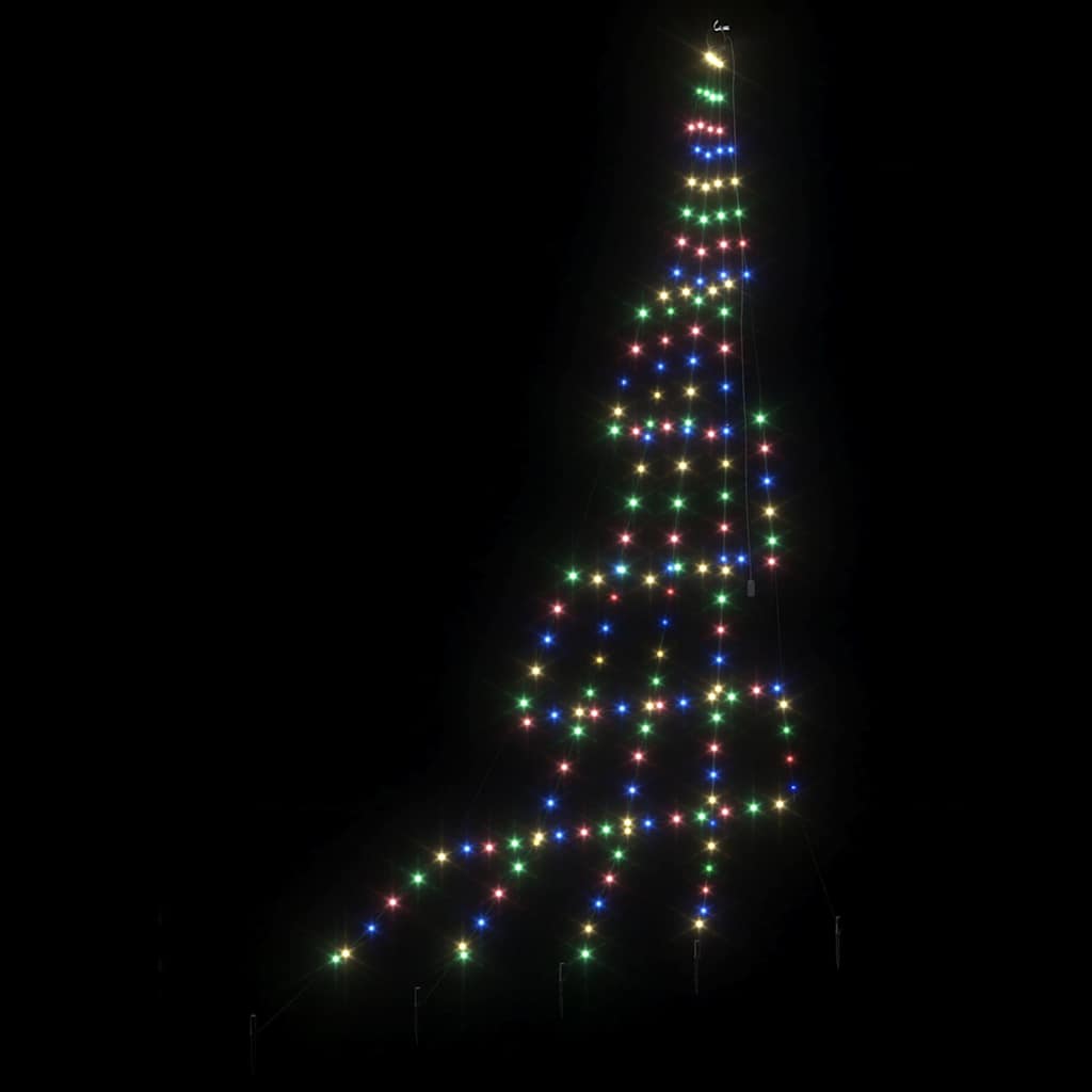LED Karácsonyfák talajráccsal 168 LED-del Sokszínű 306 cm Fém