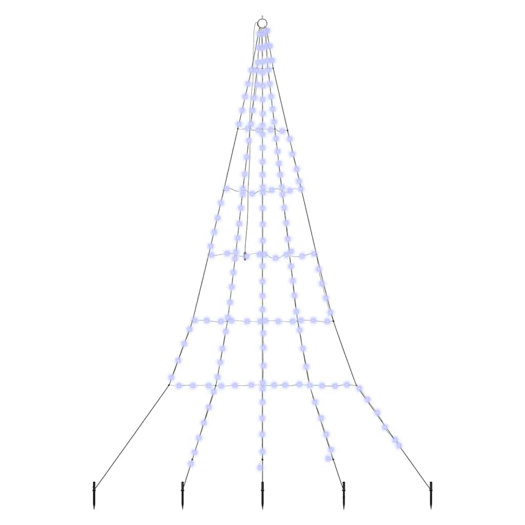 LED Karácsonyfák talajráccsal 168 LED-del Kék 306 cm Fém