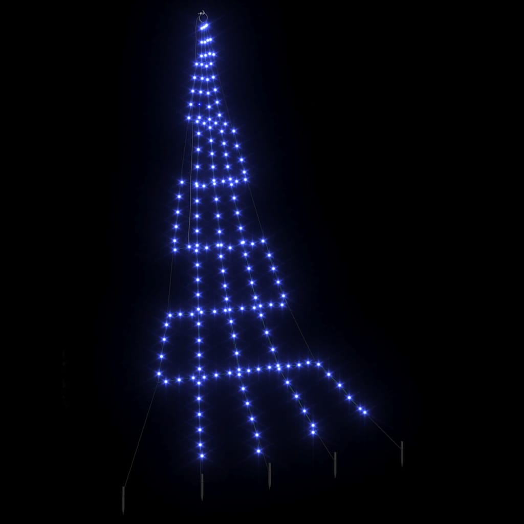LED Karácsonyfák talajráccsal 168 LED-del Kék 306 cm Fém