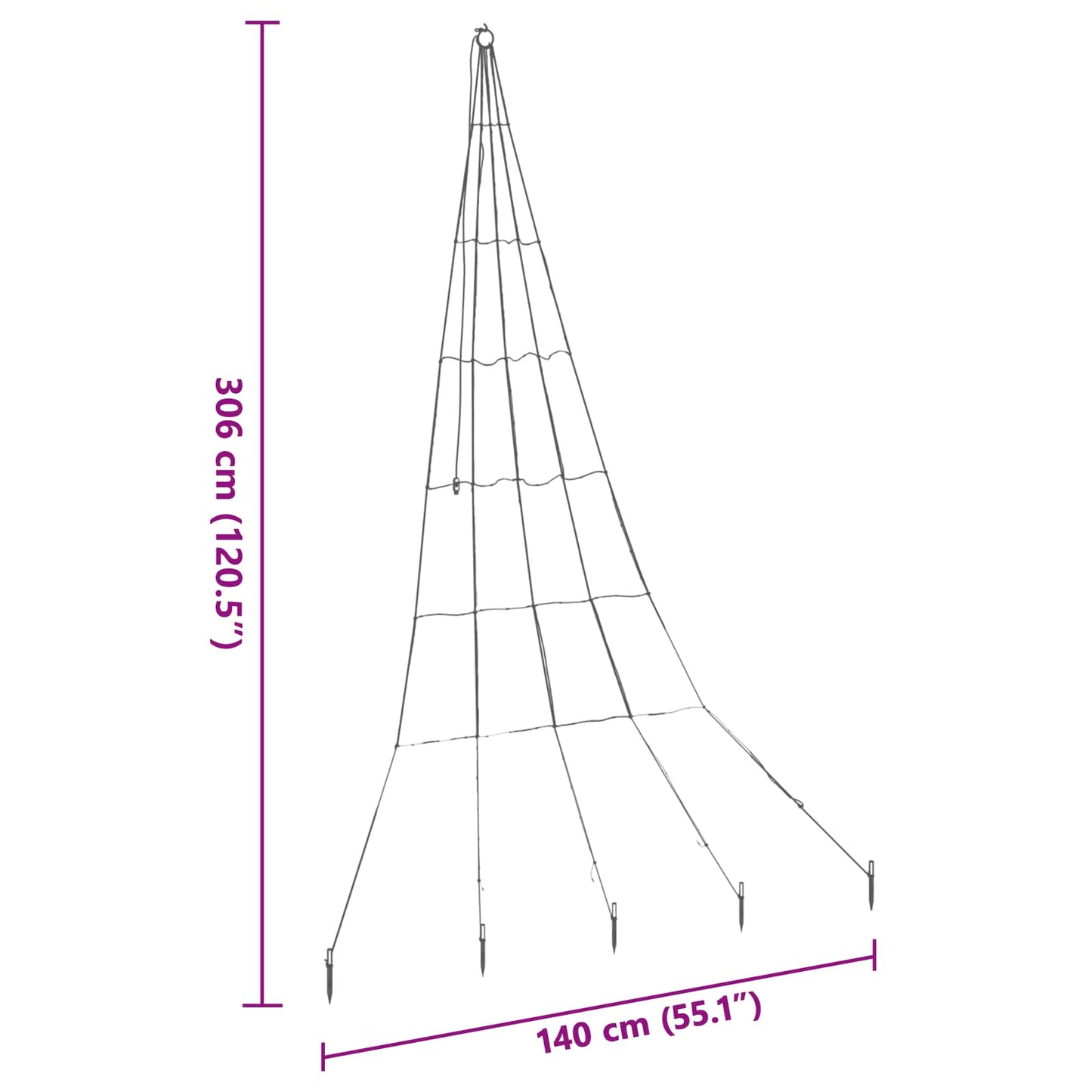 LED Karácsonyfák talajráccsal 168 LED-del Kék 306 cm Fém