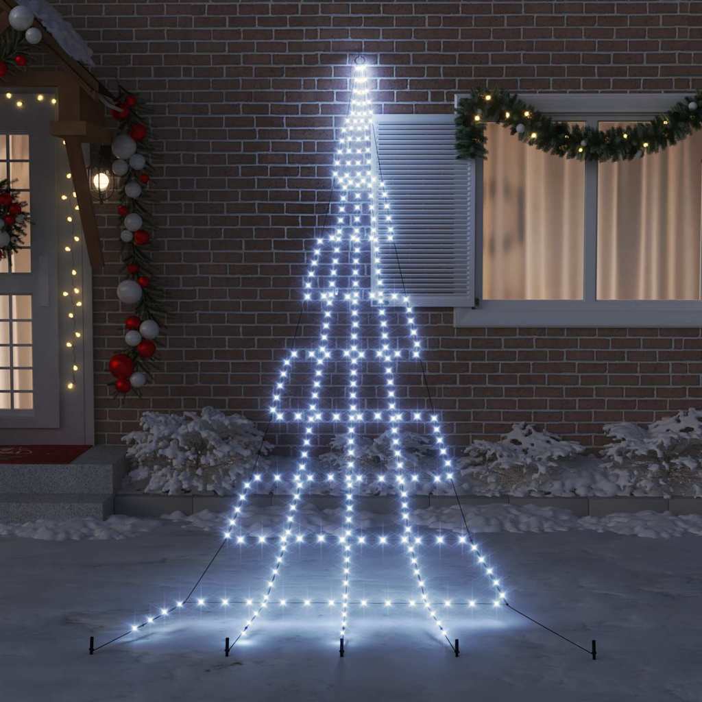 LED Karácsonyfák talajráccsal Hideg fehér 511 cm Fém