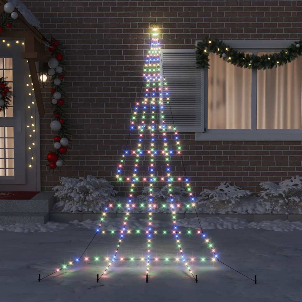 LED Karácsonyfák talajráccsal 276 LED-del Sokszínű 511 cm Fém