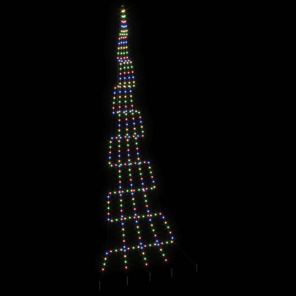 LED Karácsonyfák talajráccsal 276 LED-del Sokszínű 511 cm Fém