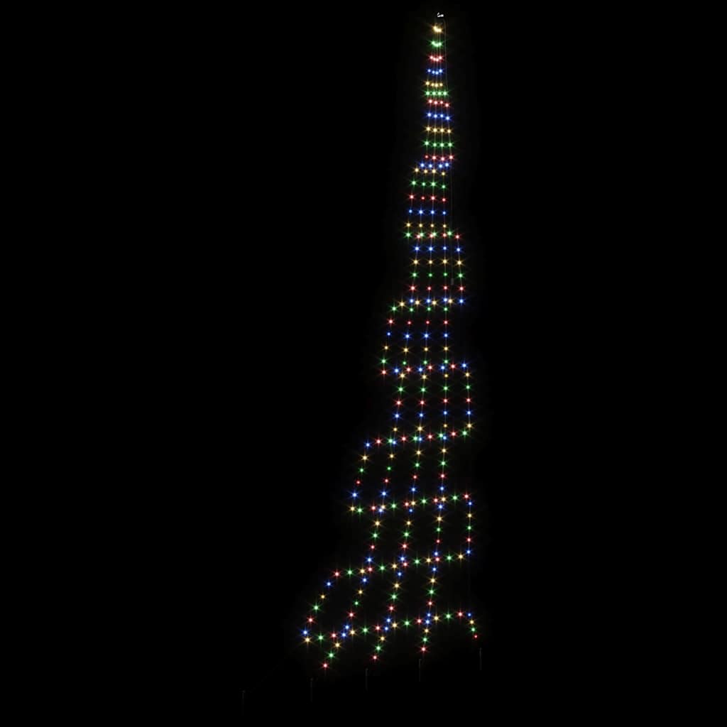 LED Karácsonyfák talajráccsal 276 LED-del Sokszínű 511 cm Fém