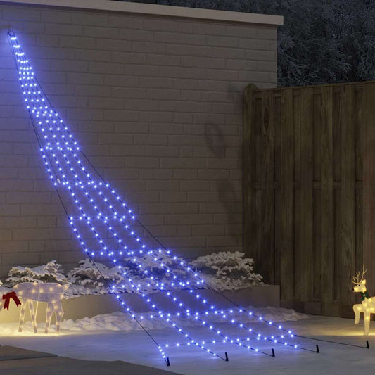LED Karácsonyfák talajráccsal 276 LED-del Kék 511 cm Fém