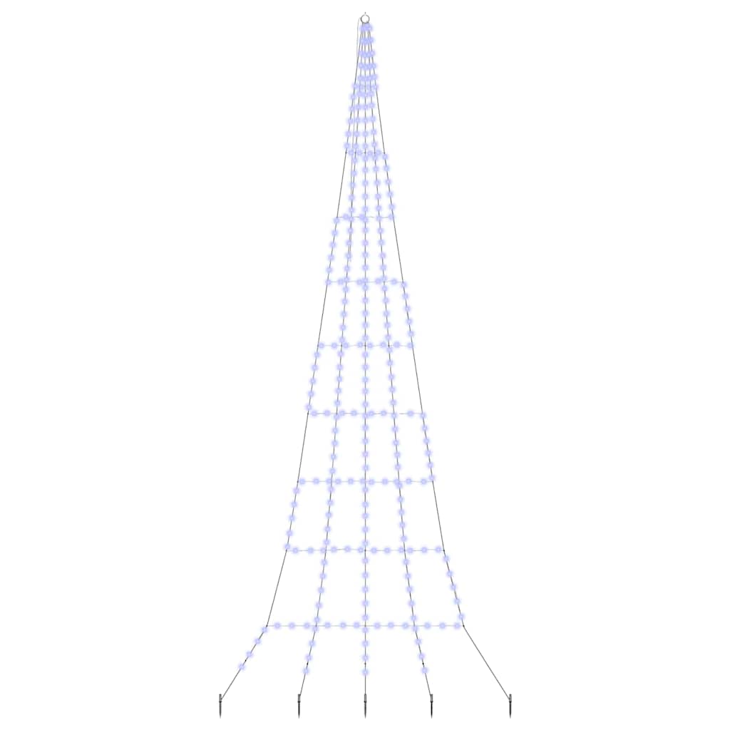 LED Karácsonyfák talajráccsal 276 LED-del Kék 511 cm Fém
