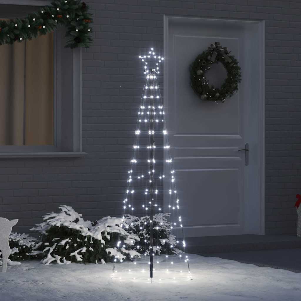 LED Karácsonyfák talajráccsal Hideg fehér 250 cm Vas