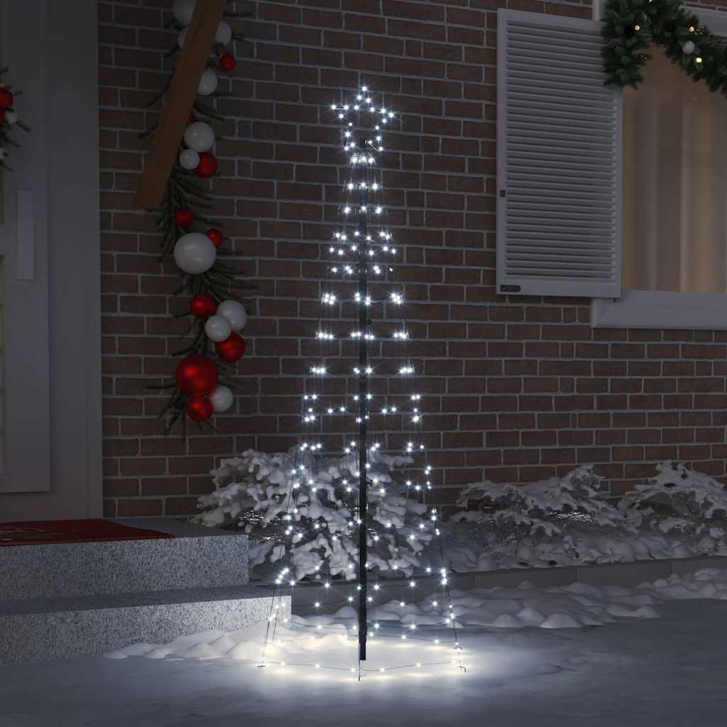 LED Karácsonyfák talajráccsal Hideg fehér 250 cm Vas