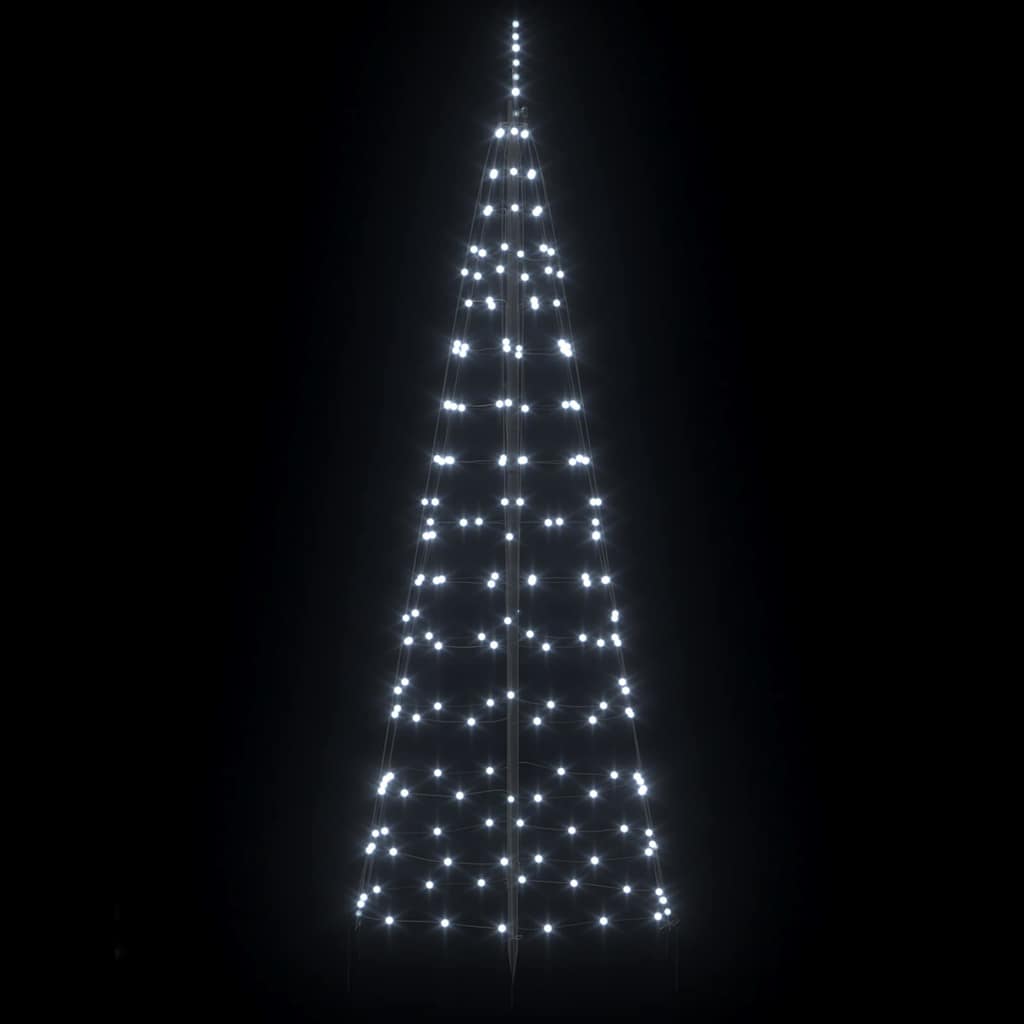 LED Karácsonyfák talajráccsal Hideg fehér 250 cm Vas