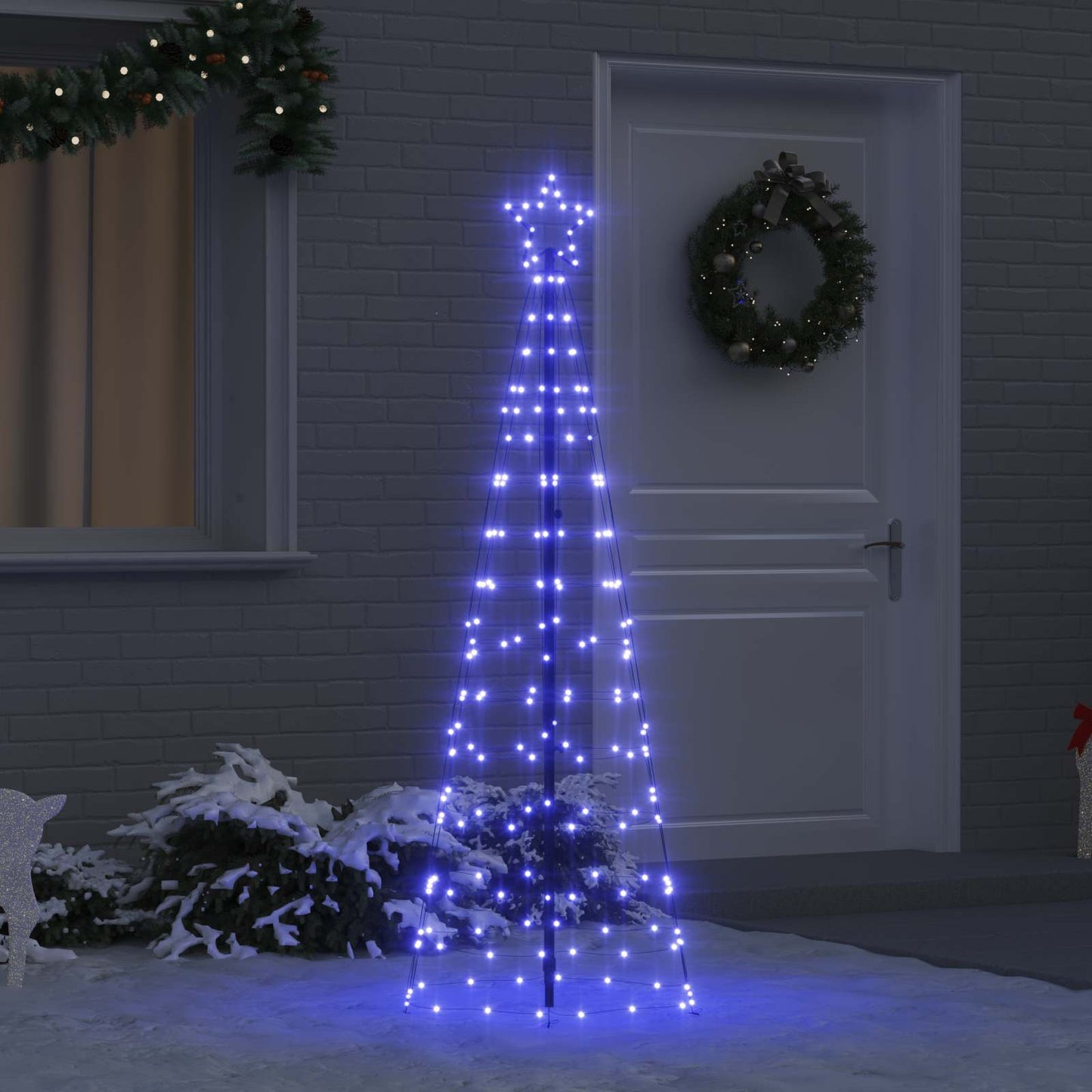 LED Karácsonyfák talajráccsal Kék 250 cm Vas