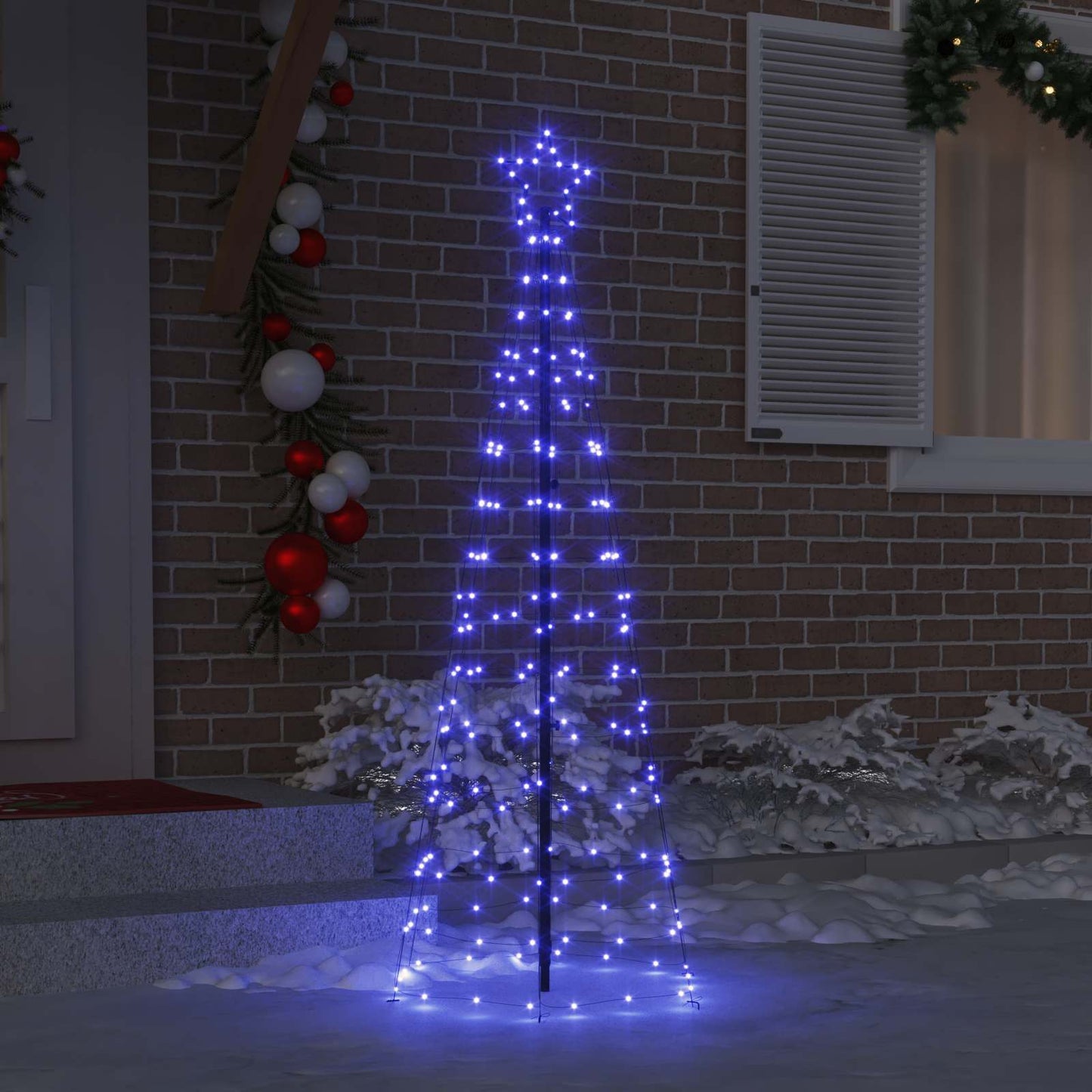 LED Karácsonyfák talajráccsal Kék 250 cm Vas