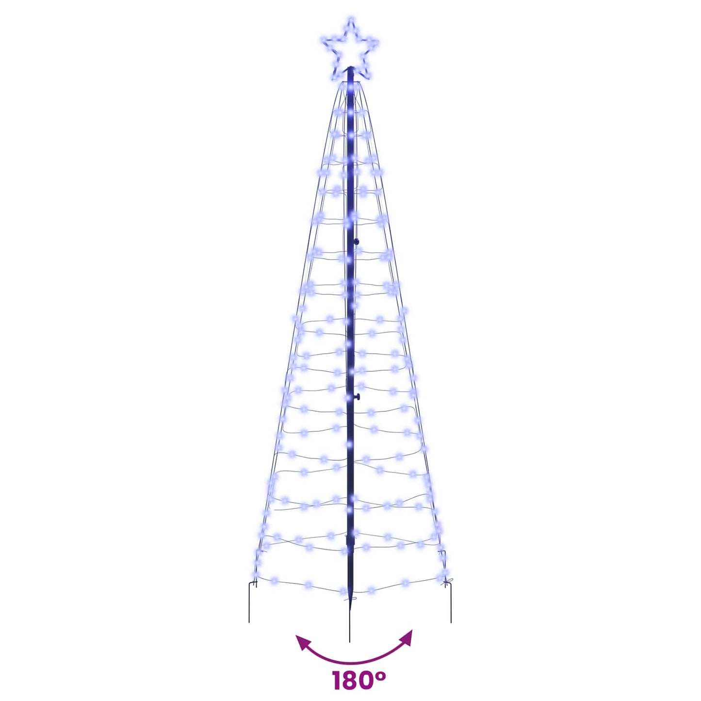 LED Karácsonyfák talajráccsal Kék 250 cm Vas