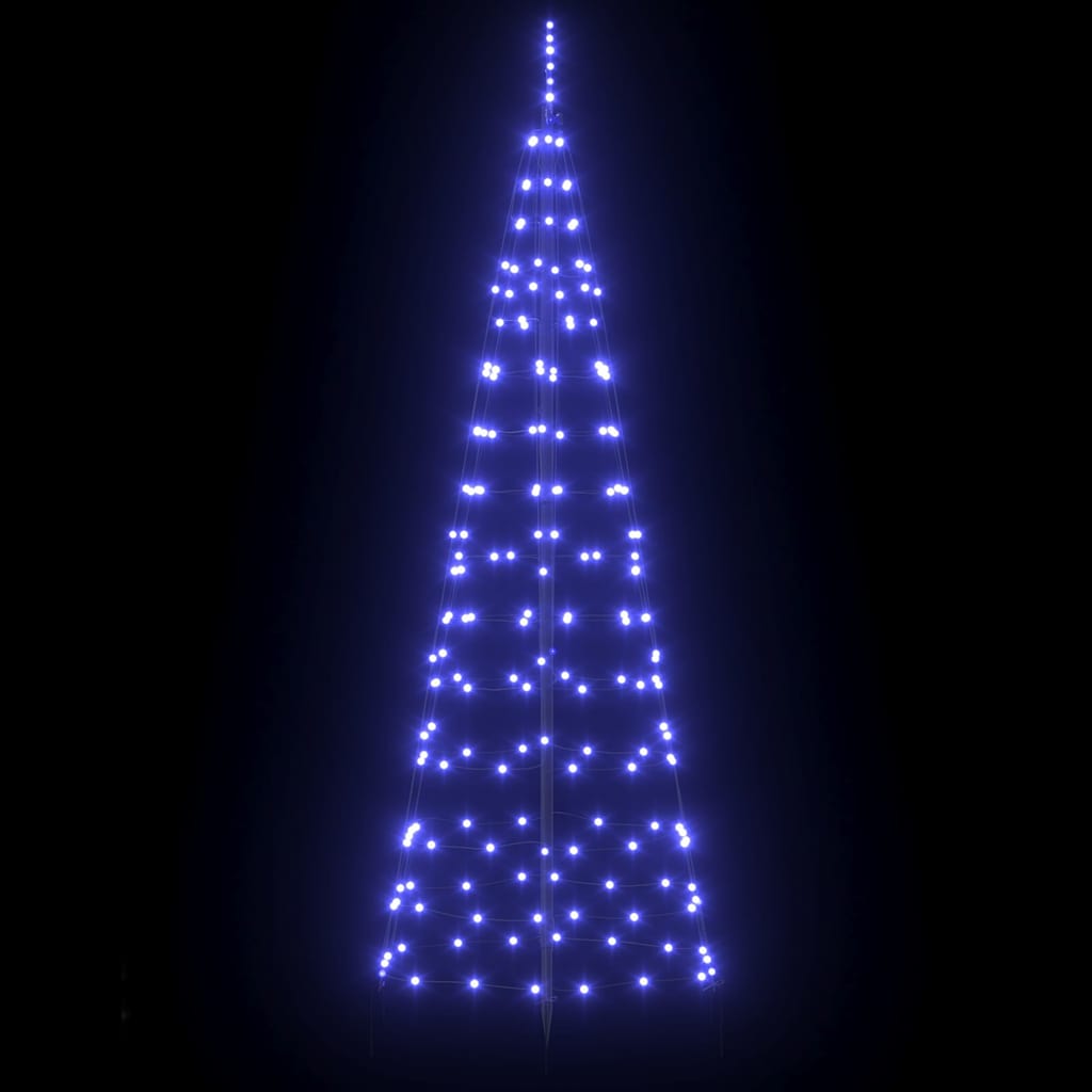 LED Karácsonyfák talajráccsal Kék 250 cm Vas