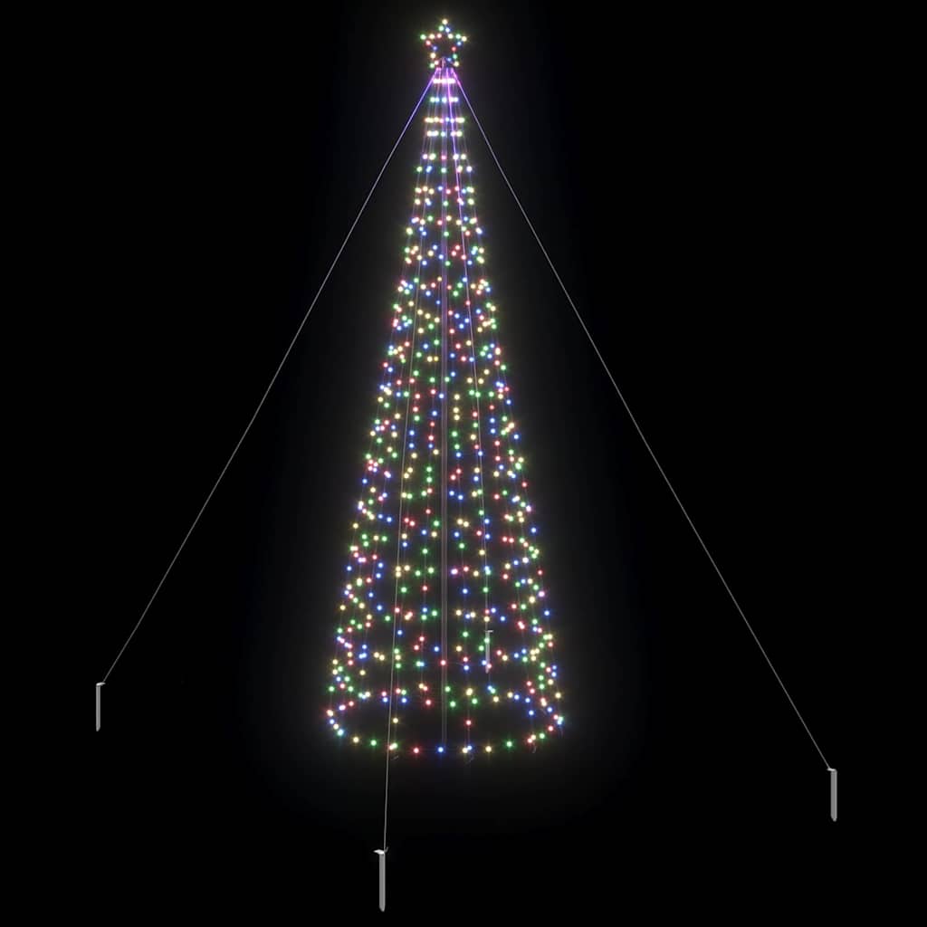 LED Karácsonyfák talajráccsal Sokszínű 400 cm Vas