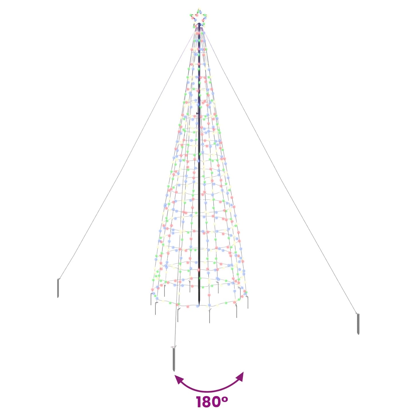 LED Karácsonyfák talajráccsal Sokszínű 400 cm Vas