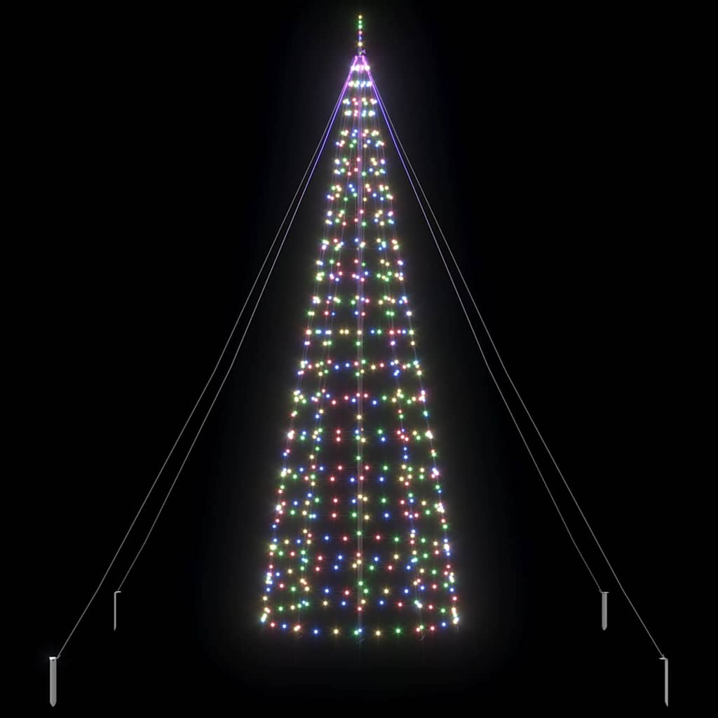LED Karácsonyfák talajráccsal Sokszínű 400 cm Vas