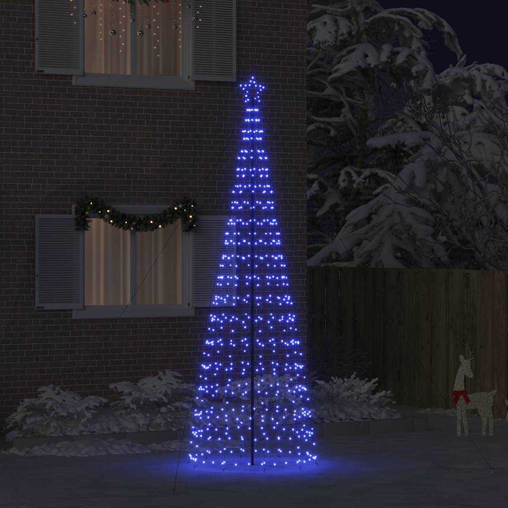 LED Karácsonyfák talajráccsal Kék 400 cm Vas
