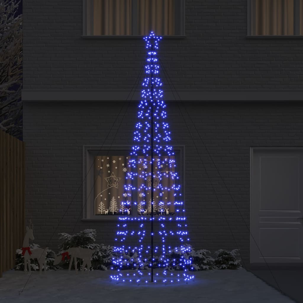 LED Karácsonyfák talajráccsal Kék 400 cm Vas