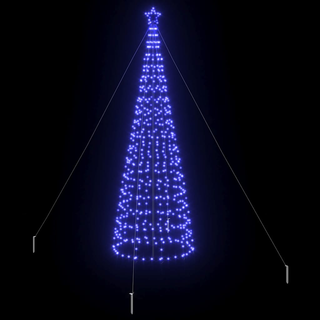 LED Karácsonyfák talajráccsal Kék 400 cm Vas