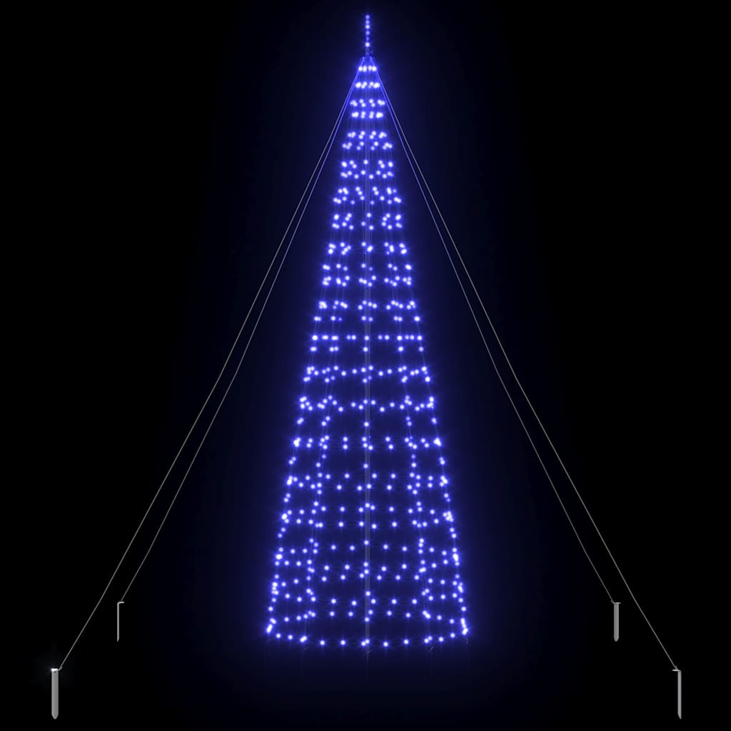 LED Karácsonyfák talajráccsal Kék 400 cm Vas