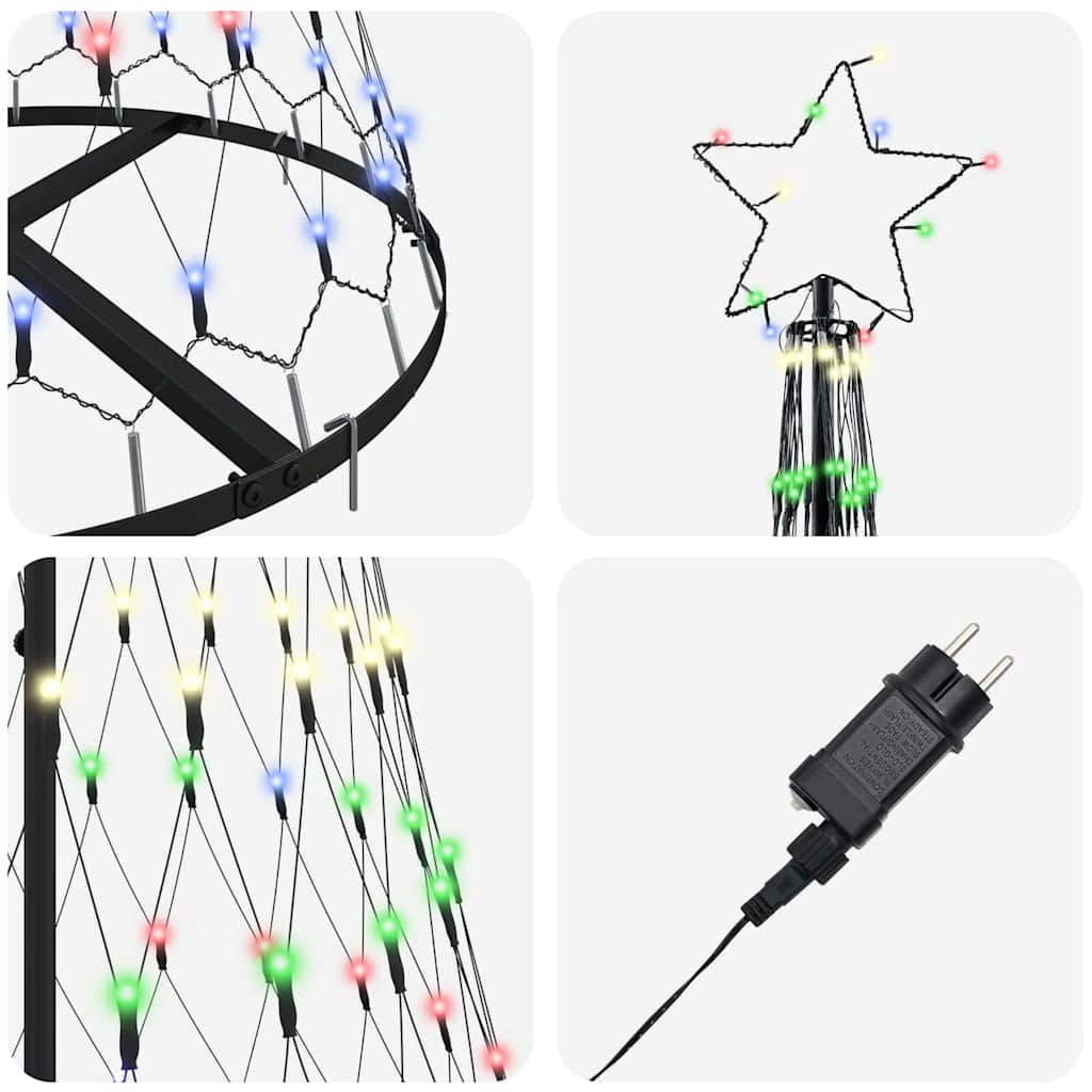 LED Karácsonyi Fenyő 230 LED-del Sokszínű 184,5 cm Fém