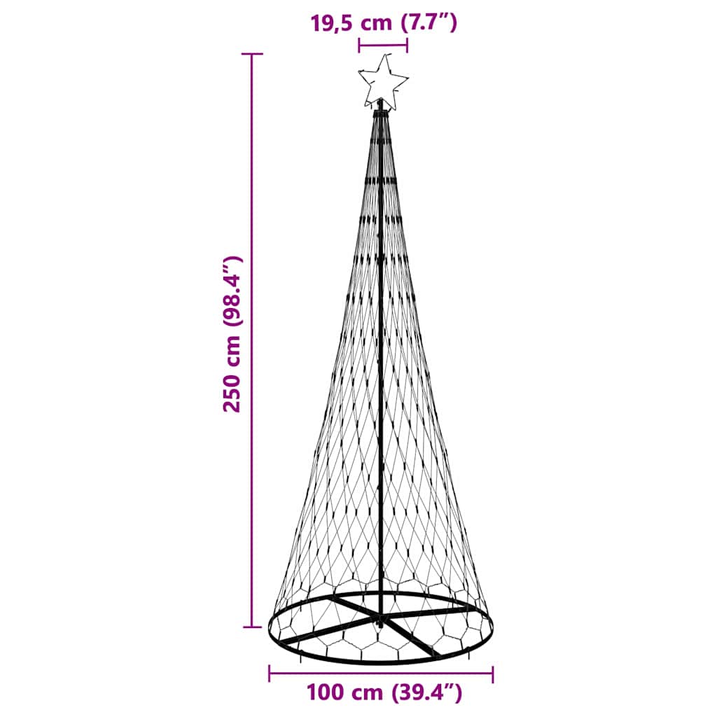 LED Karácsonyi Fenyő 295 LED-del Meleg fehér 250 cm Fém