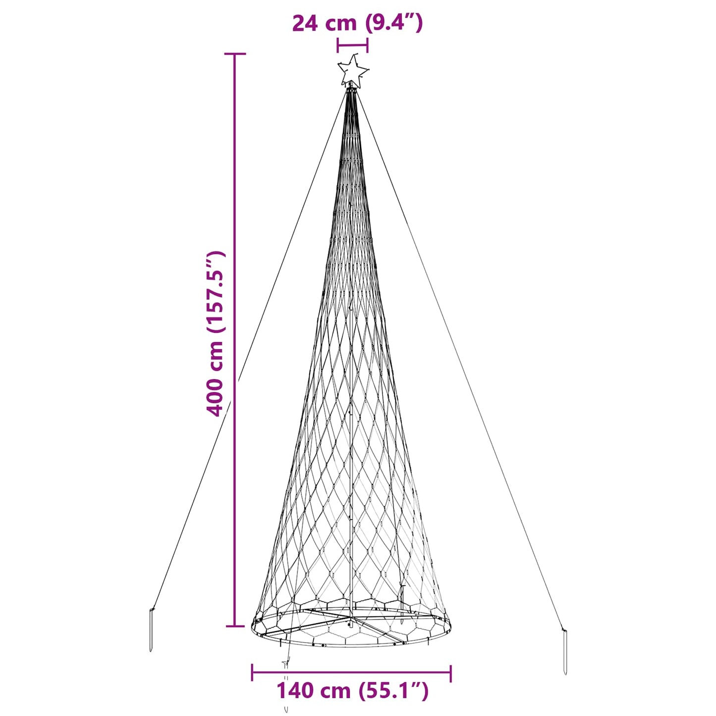 LED Karácsonyi Fenyő 455 LED-del állvánnyal Sokszínű 399 cm Fém