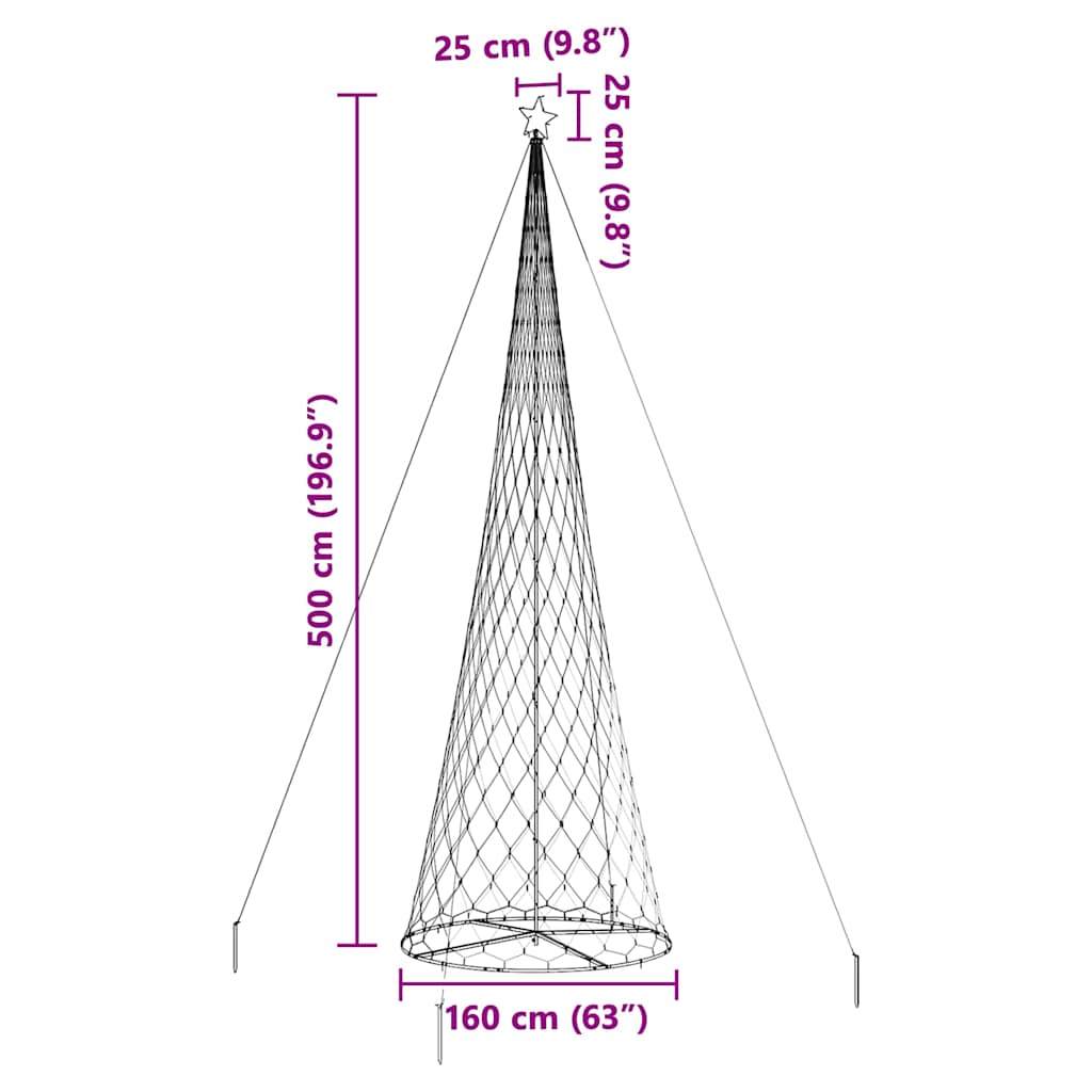LED Karácsonyi Fenyő 555 LED-del Meleg fehér 500 cm Fém