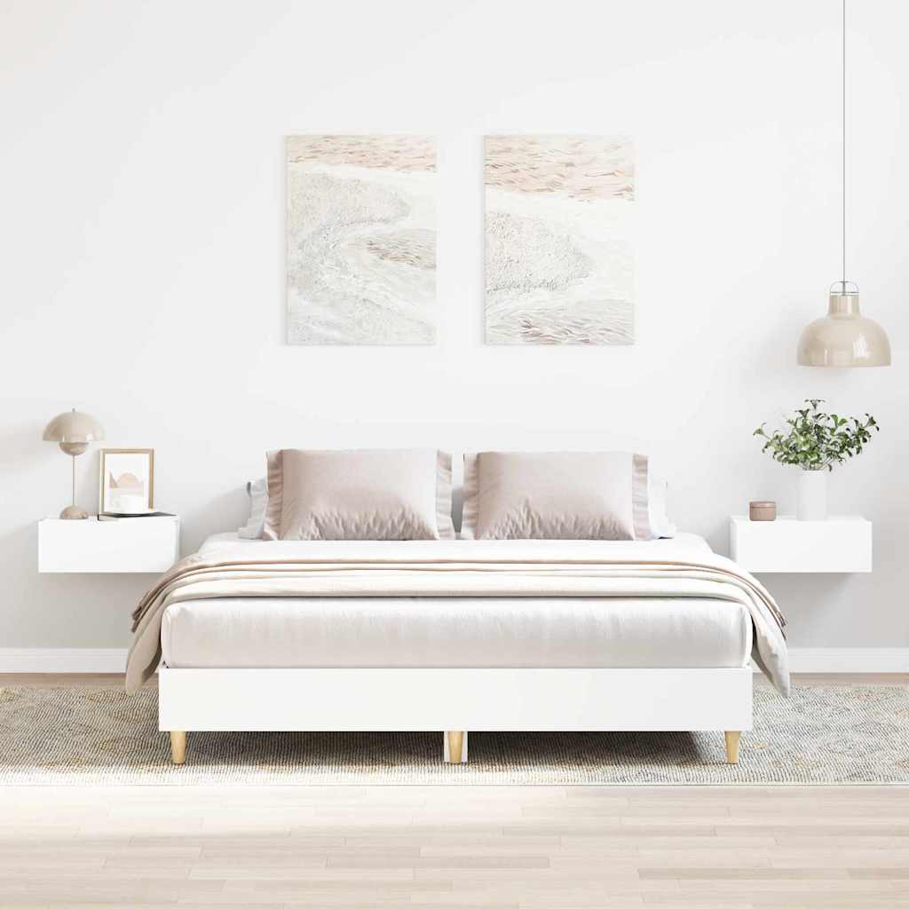 Ágykeret 2 pcs Fehér 152 x 203 cm Faanyag