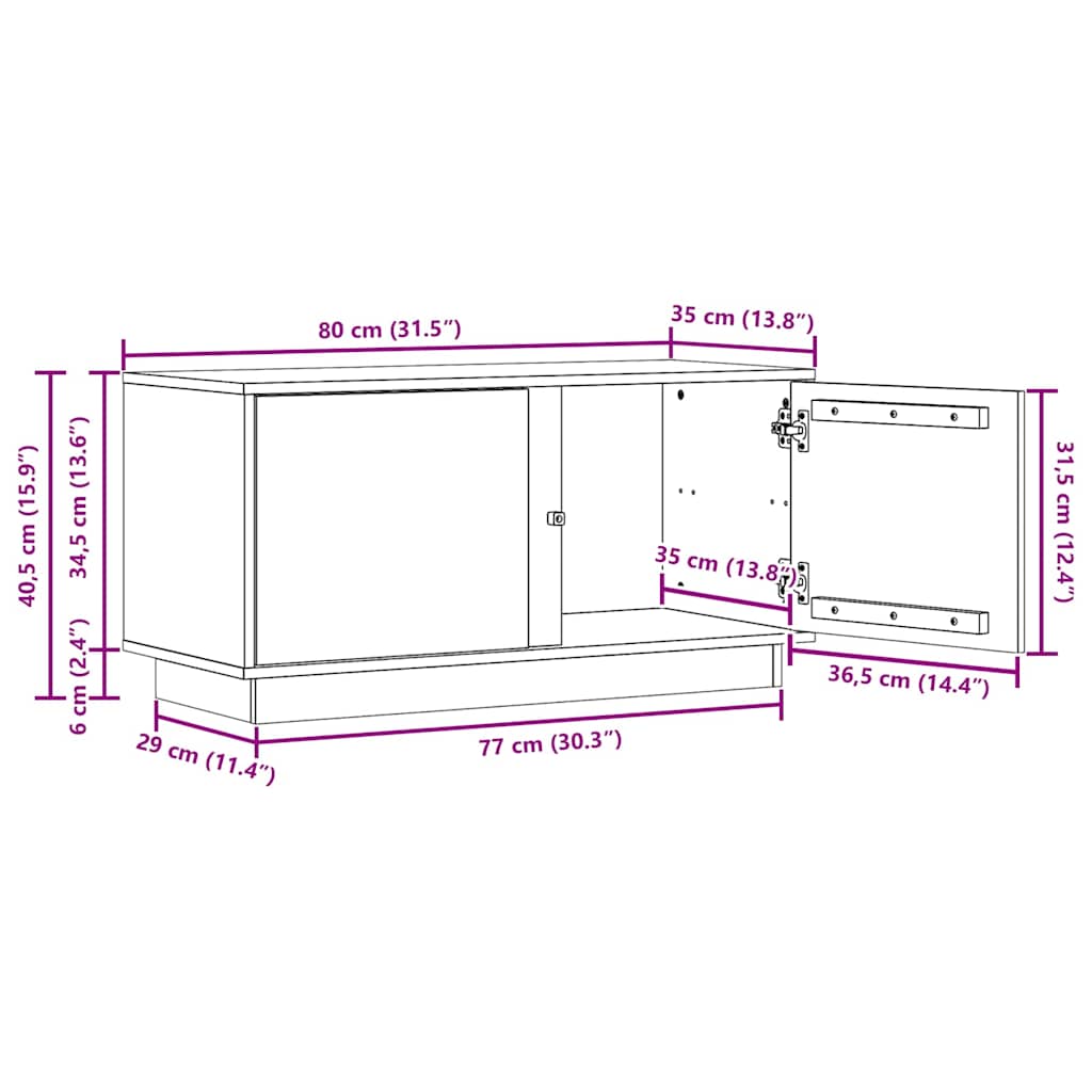 TV szekrény Faggyú barna 80 x 35 x 40,5 cm Tömör fenyőfa