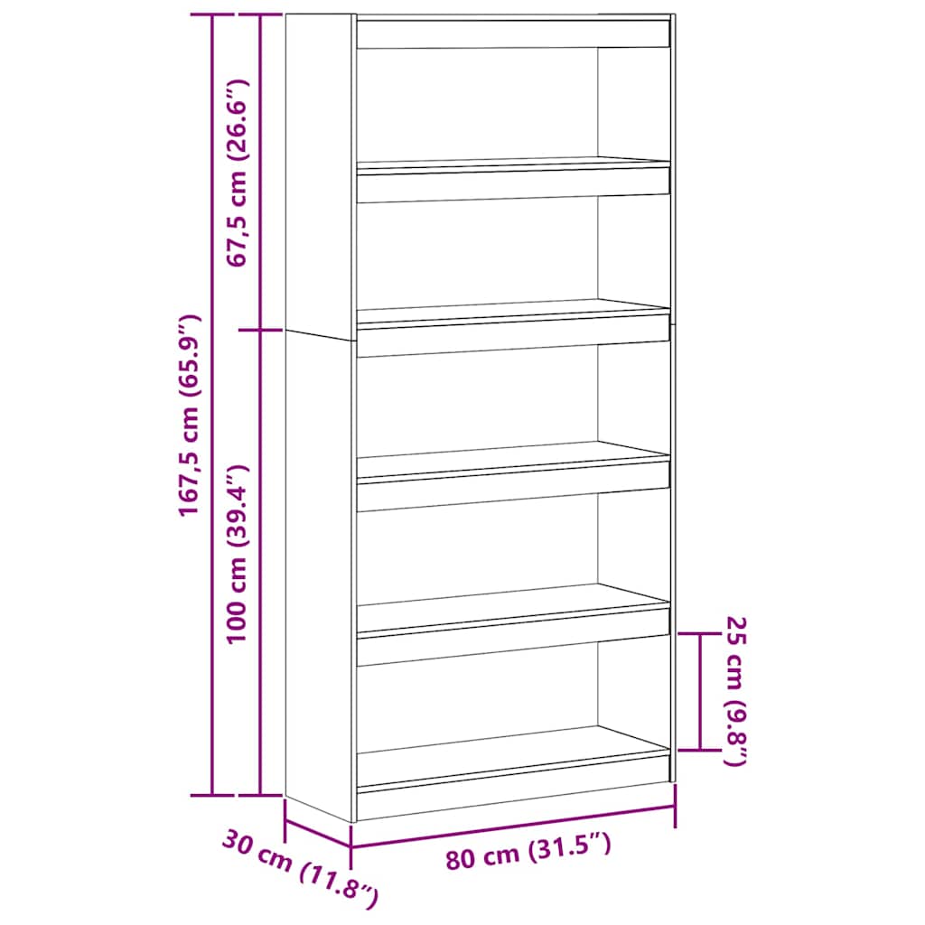 Könyvespolc Faggyú barna 80 x 30 x 167,5 cm Tömör fenyőfa