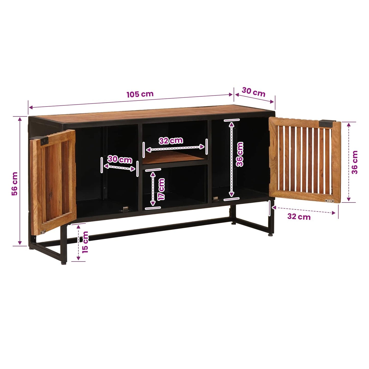 Széf 105 x 30 x 55 cm Tömör Mangófa és Műszaki Fa