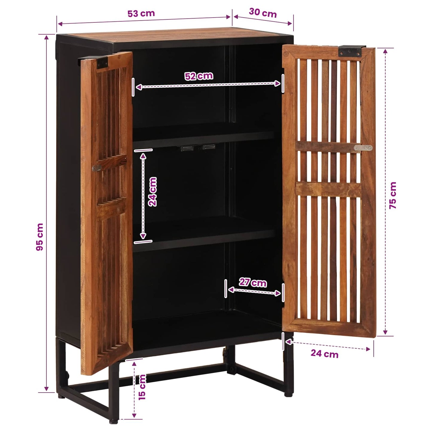 Magasfiú 53 x 30 x 95 cm Tömör Mangófa és Műszaki Fa