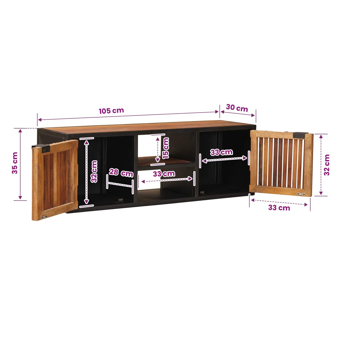 Kézzel készült TV Szekrény 105 x 30 x 35 cm Tömör Mangófát