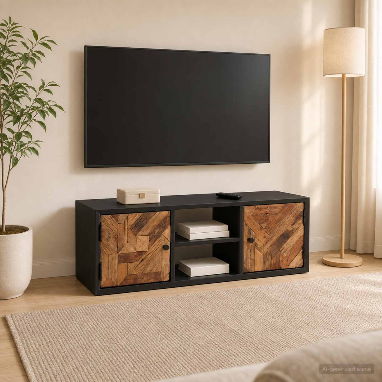 TV szekrény 105 x 30 x 35 cm Tömör Reclaim Fa és Mérnöki Fa